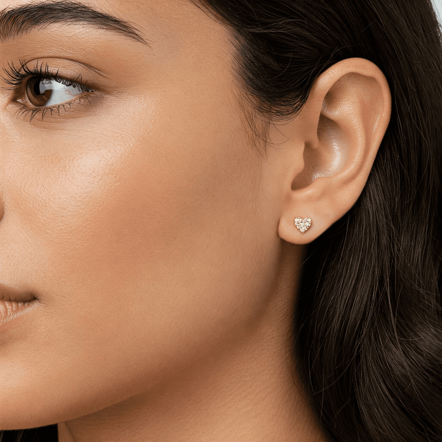 Tilo Jewelry 14K Yellow Gold Small Heart CZ Stud Post Earrings with Secure Screw-Backs | Everyday Dainty Small Earrings for Women & Unisex