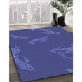 thumbnail image 3 of Ahgly Company Machine Washable Indoor Round Transitional Sapphire Blue Area Rugs, 5' Round, 3 of 7