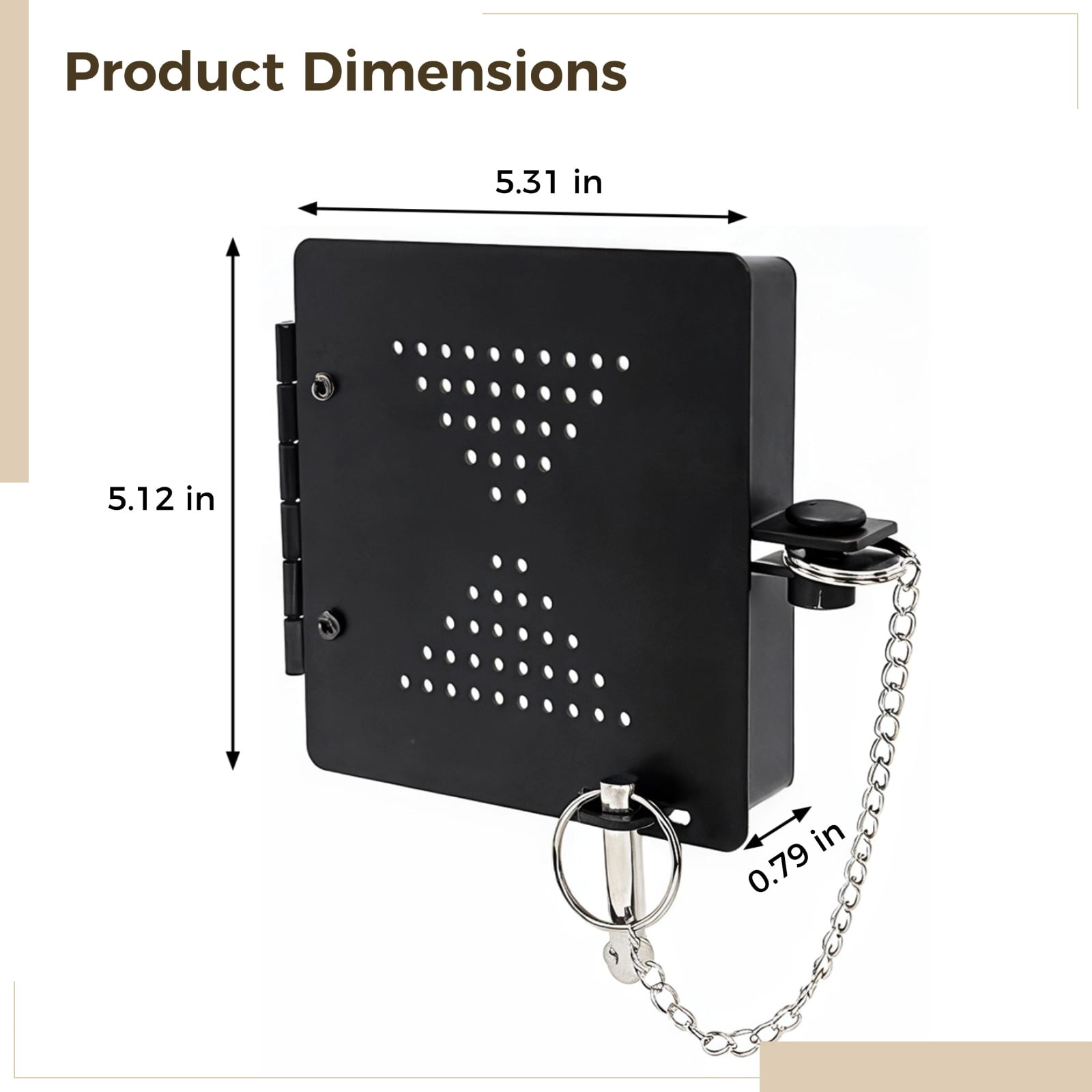 RV Bumper End Cap 1 Pack, Square Iron Bumper End Cover with Lock and Key, Includes Ventilation Holes and Side Chain, Fits 4 Inch Metal Square Bumper, Ideal for Sewer Hose Storage and Protection