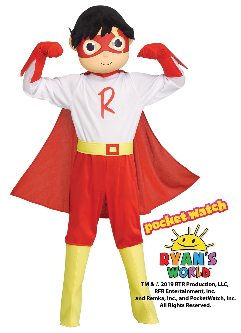 Child's Toddler Official Ryan's World Toys Mask Cape Hero Fancy Dress Costume 