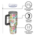thumbnail image 4 of 40oz Pioneer Flower Floral Print Pattern Insulated Tumbler with Handle, BPA-Free Leak Proof Lid and Straws, Double Wall Vacuum, Hot 12h/Cold 34h, 4 of 6