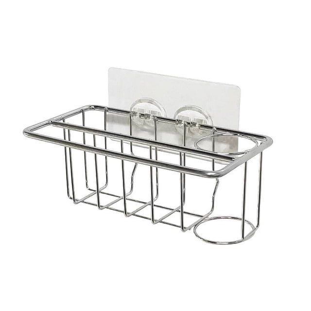 Soporte De Esponja Para Fregadero 3 En 1 Con Ganchos Adhesivos Organizador De Almacenamiento De Acero Inoxidable Escurridor Para Utensilios De Cocina Yuarrent HA036335-00