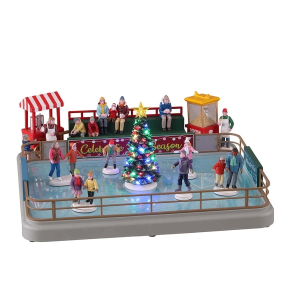 Lemax Outdoor Skating Rink Modern Village Christmas Multicolor Polyresin Decoration