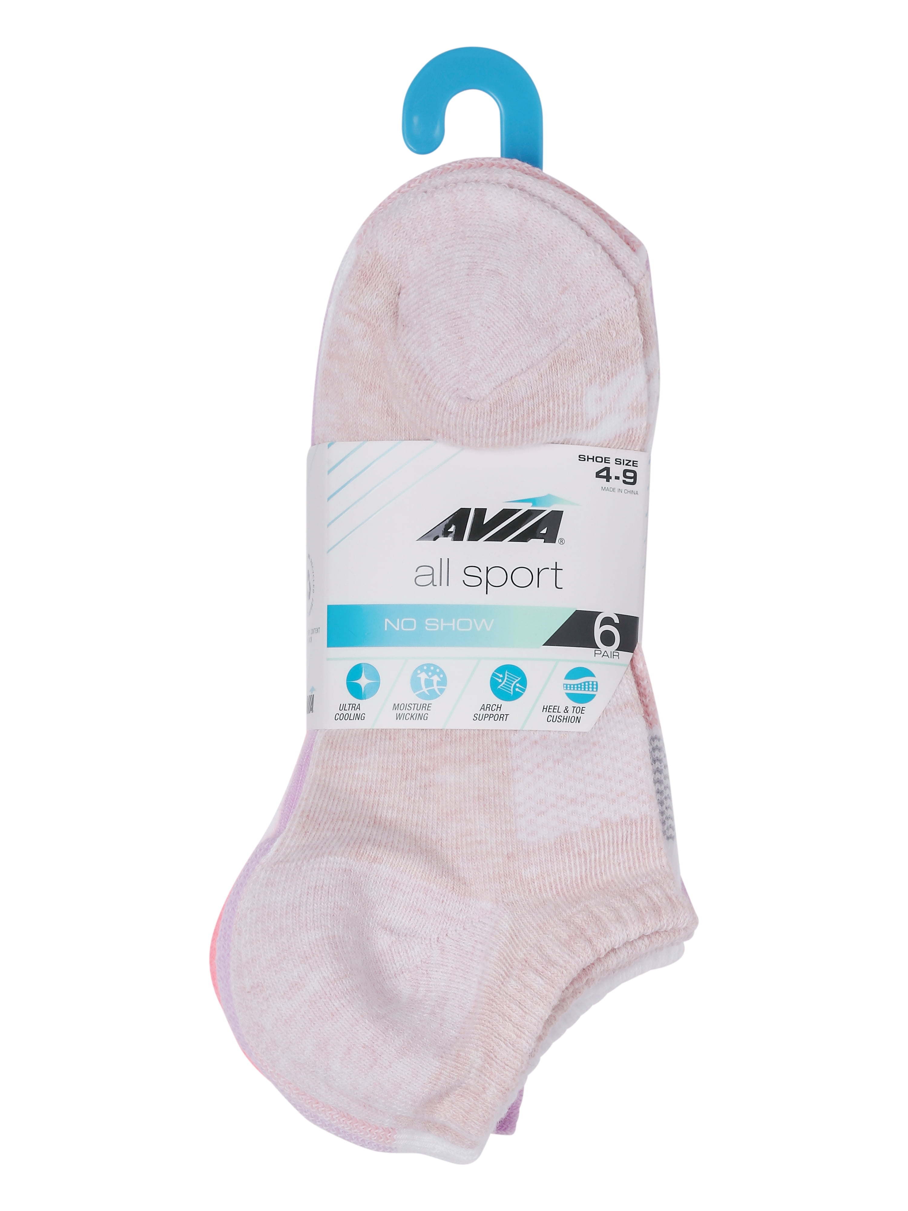 Avia Women's All Sport Athletic Cushion No Show Socks, 6-Pack
