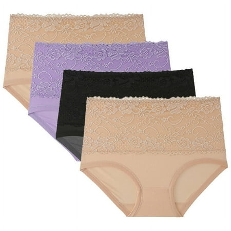 Womens Underwear Bikini Panty De Algodon Para Mujer  4PC Women Lace High Waisted Body Shaper Shorts Shapewear Panties