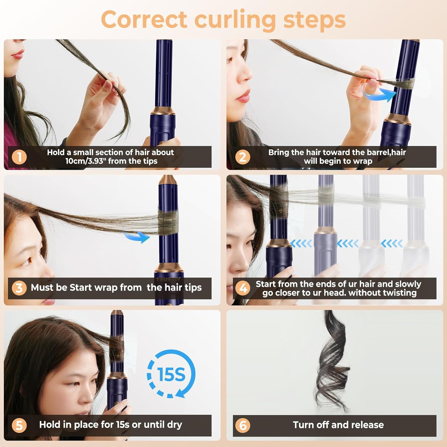 Foldable Blow Dryer Brush with Wrap Curler, 6 in 1 Hair Dryer Brush, Detachable Air Hair Styler Curling, Drying,Volumizing, Straightening, Negative Ionic Hair Dryer with Diffuser, Hair Styling Tools