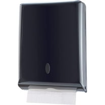 Commercial Paper Towel Dispenser Wall Mount, Holds 500 Multifold, Trifold, Z Fold, C Fold Hand Towels for Bathroom/Restroom, Office, Shop, or Home - Black