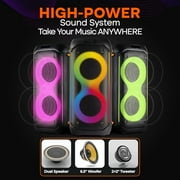 Pyle Compact Bluetooth PA Party Speaker System – 160W Portable Karaoke Machine with Built-in Battery, TWS, Mic Priority, USB/SD/BT/FM, Flashing LED Lights, Dual 6.5 Speakers, 11.6 x 11.6 x 25.2