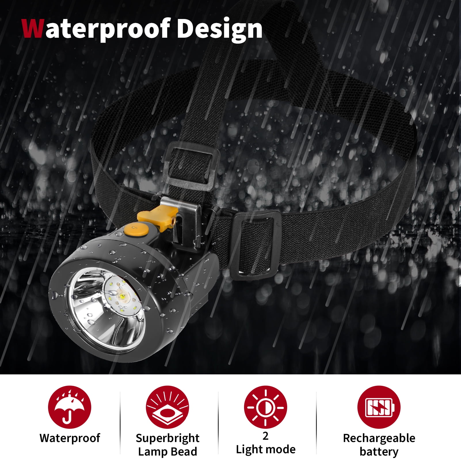Hunting Friends Coon Hunting Lights Waterproof Mining Light Explosion Proof Miners Headlamp Rechargeable Headlight Flashlight for Mining Coal Night Fishing Hunting Camping