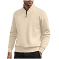 thumbnail image 2 of pstuiky camisas de manga larga para hombre, Sudadera de color liso con cuello semialto, cremallera y base cálida para hombre camisetas de hombre xxxl, 2 of 9