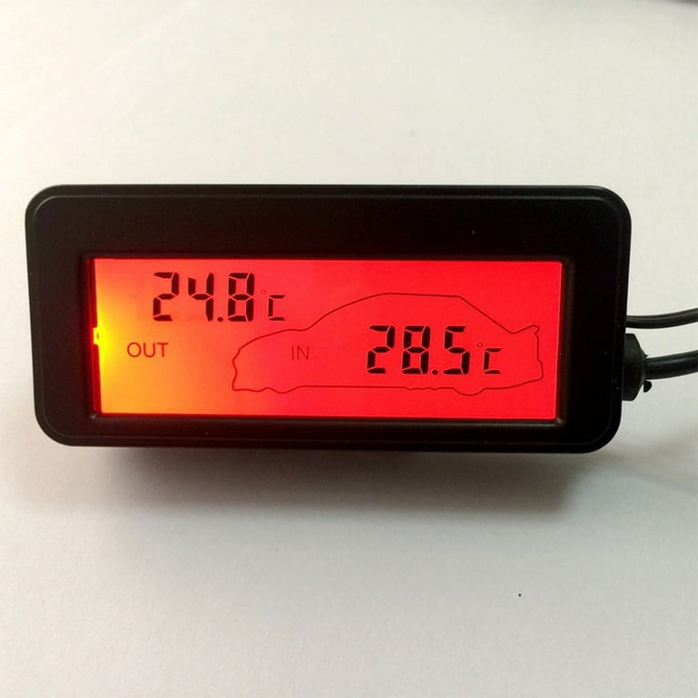 12V Car LCD Digital Display Thermometer Inside &Outside Temperature Gauge  Meter
