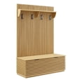 thumbnail image 1 of Render Fluted 3-in-1 Hall Tree With Storage Bench and Coat Rack in Oak, 1 of 10