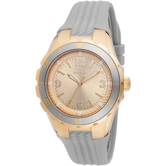 Invicta 48850 Women's Angel Gold Tone Dial Charcoal Strap Watch