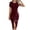 Wine, variant on Women's Bodycon Midi Dress Short Sleeve Crew Neck Faux Leather Panel with Zipper for Elegant Evening Wear
