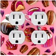thumbnail image 1 of Metal Light Switch Wall Plate Outlet Cover (Coffee Mocha Candy Bean Toffee Swirl Cupcake Coffee Maker Pink Purple Hearts - Double Duplex), 1 of 2