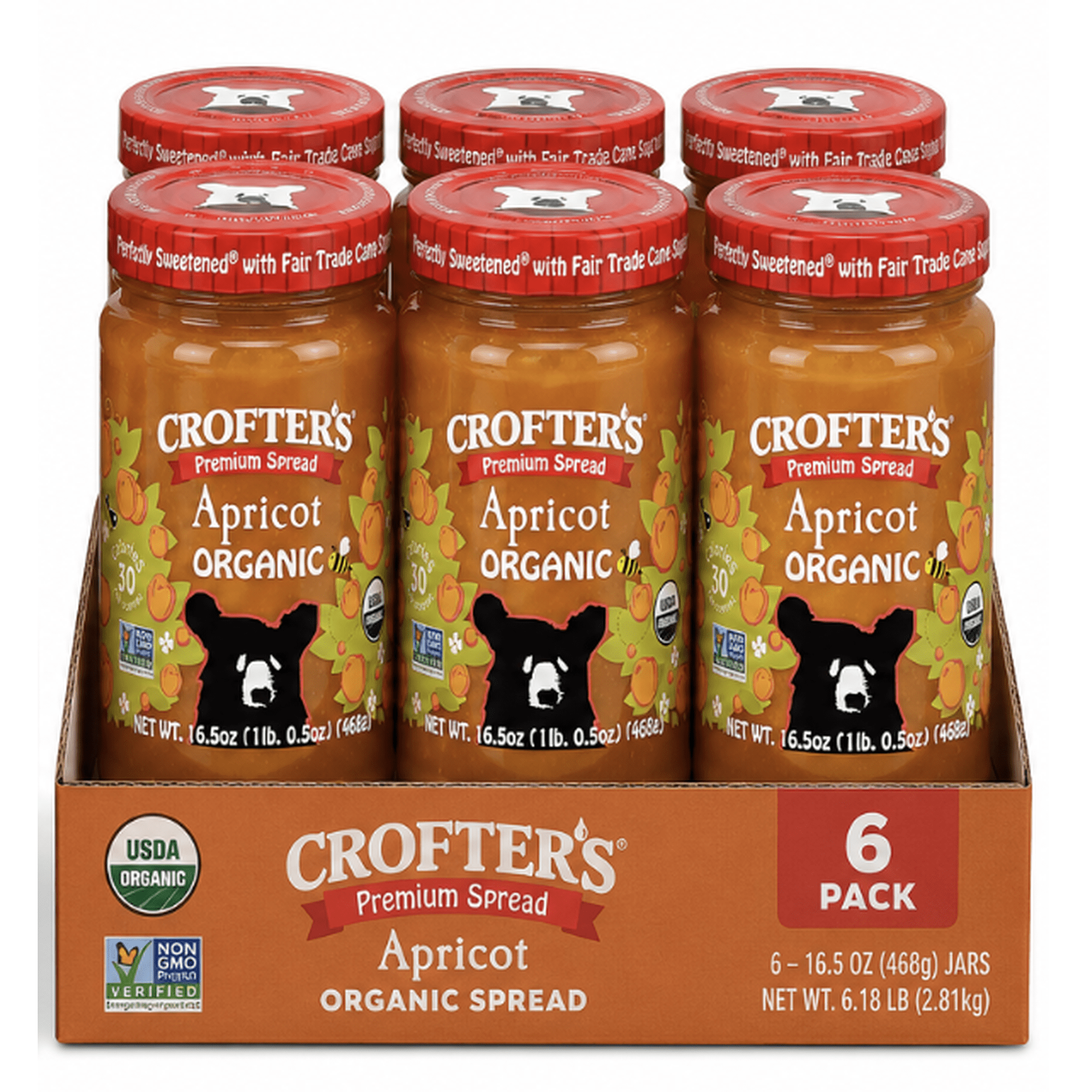 (Price/Case)Crofters Organic Family Size Premium Apricot Spread, 16.5 Ounces, 6 per case