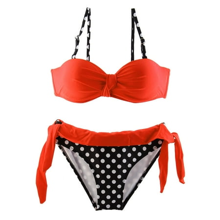 Dots Pattern Support Padding Bra Swimwear Bathing Suit Beach Bikini