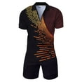 thumbnail image 4 of Mens Graphic Polo Shirt Short Sleeve Solid Casual Summer Knit Top Breathable Tee Brown XL, 4 of 6