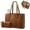 Brown, variant on Laptop Tote Bag for Women,Work Tote with Wristlet,PU Leather Computer Bag for Teacher,Office, Daily