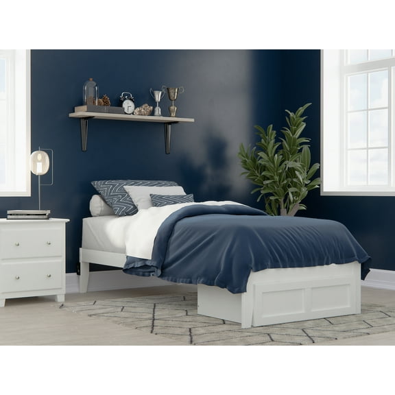 Colorado Twin Extra Long Bed with Foot Drawer and USB Turbo Charger in White