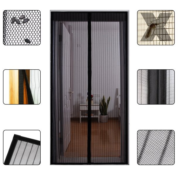 Porte Moustiquaire Magnétique - Maille Robuste et Velcro Super Résistant et Aimant Convient aux Portes jusqu'à 34 Pouces x 82 Pouces