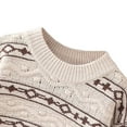 thumbnail image 5 of AHTJRT Girls Fair Isle Sweater Fall Winter Warm Stretchy Crewneck Pullover Vintage Aesthetic Geometric Patterns Jumper Tops Beige 7-8 Years, 5 of 7