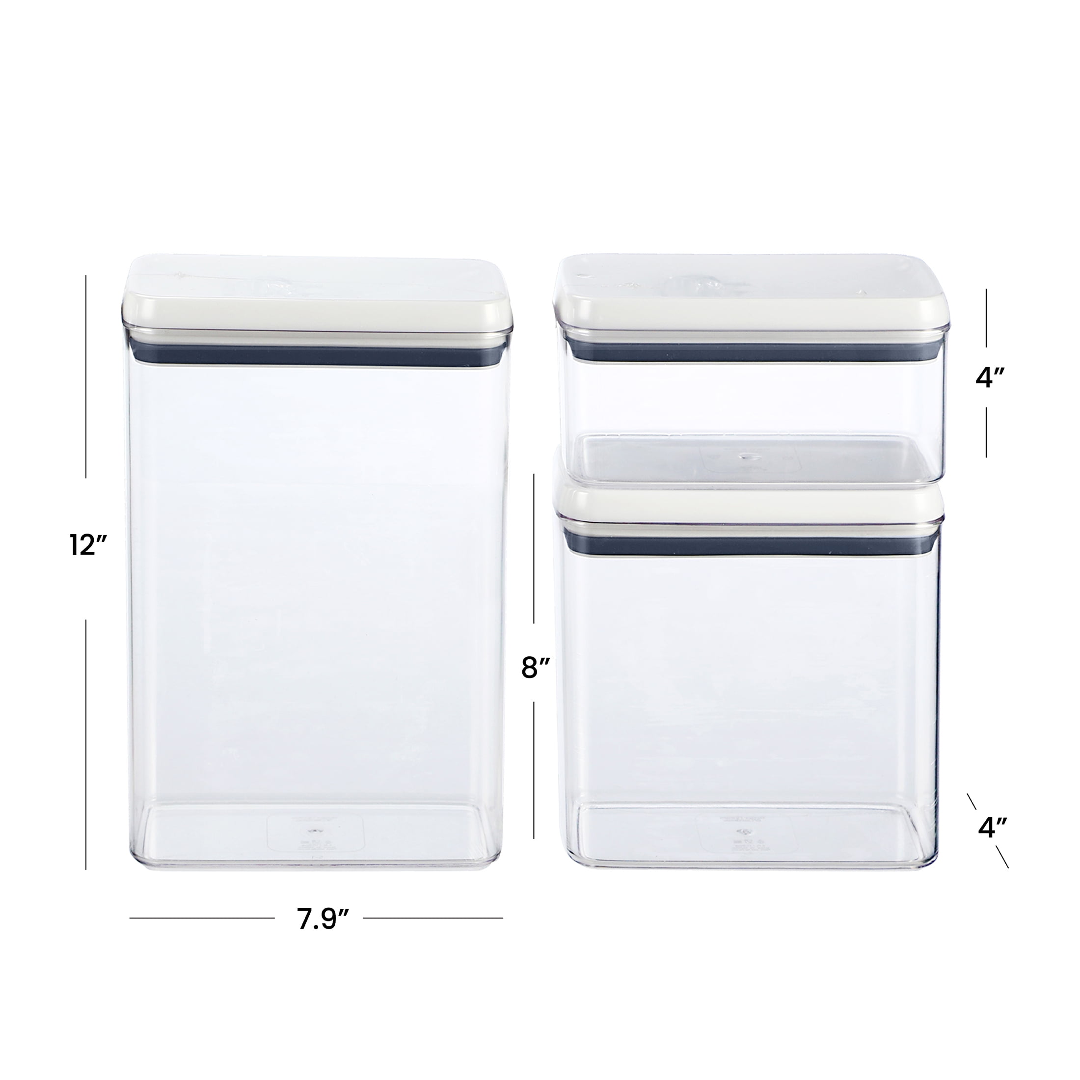 (3 pack) Better Homes & Gardens Canister Pack of 3 - Flip-Tite® Rectangular Food Storage Container Set, Ideal Use for Pantry Organization and Food Storage