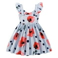 thumbnail image 2 of Toddler Dress Girls Blue Floral Summer Dresses Size 5T Boho Flutter Sleeve Sleeveless Birthday Sundress (574-5), 2 of 4