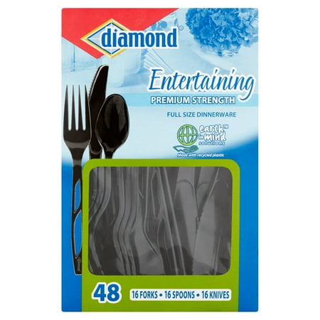 Diamond Entertaining Premium Strength Dinnerware Assortment, Black, 48 ct
