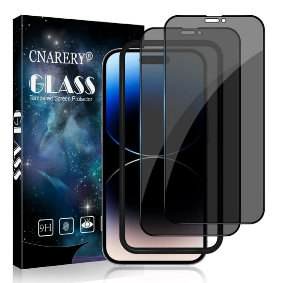 [2 Pack] Cnarery Privacy Screen Protector for iPhone 14 Pro 6.1 inch, Anti Spy Tempered Glass with Alignment Frame Easy Installation