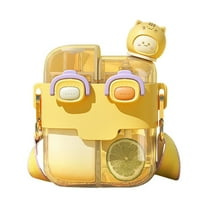 Vikakiooze Water Bottle for Kids with Two Straws Dual Use Large Capacity Leakproof Water Jug with Shoulder Strap for Outdoor Cute Frog Bottle Creative Kettle for Children,Home Clearance