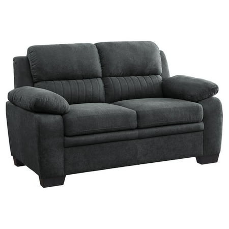 Lexicon Holleman 58  Polyester Fabric Loveseat with Exposed Legs in Dark Gray