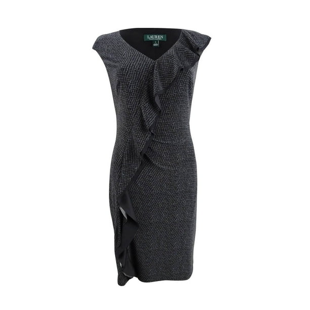 ralph lauren ruffle trim jersey gown