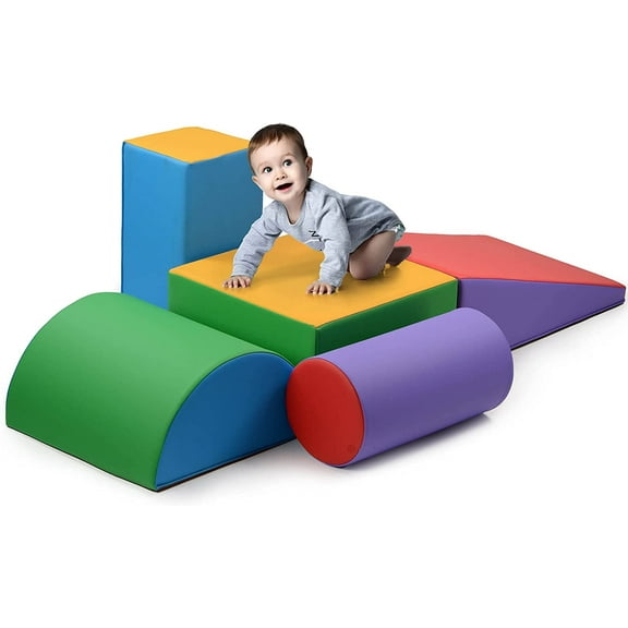Climb and Crawl Foam Activity Play Set for Toddlers - 5 Piece Soft Zone Climbing Blocks Lightweight Foam Shape Toy Play22Usa