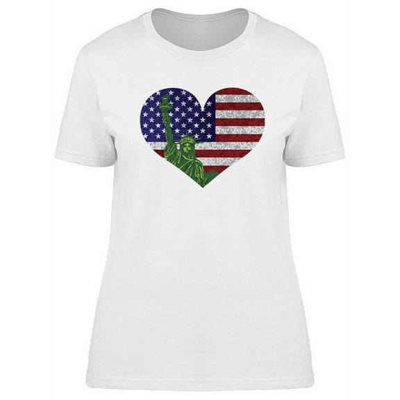 Usa Flag And Statue Of Liberty  T-Shirt Women -Image by Shutterstock, Female 3X-Large