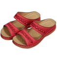thumbnail image 4 of Sandalias de cuña para mujer con soporte para el arco, zapatillas de casa con puntera abierta para interiores y exteriores, 4 of 9