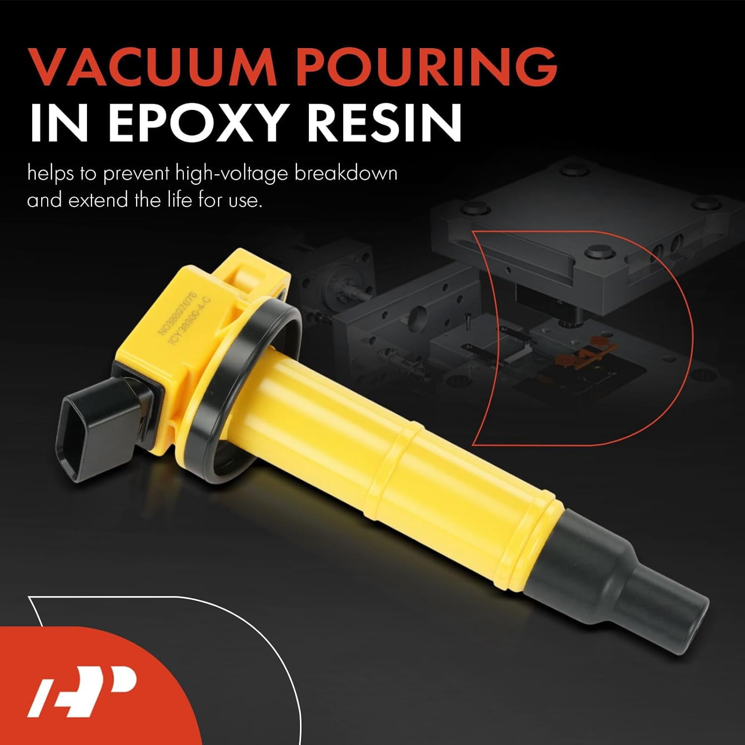 A-Premium Yellow Engine Ignition Coil Pack Compatible with Toyota Camry 2002-2011, RAV4 2001-2008, Corolla 2009-2010, Highlander, Matrix, Solara & Scion tC, xB & Lexus HS250h & Pontiac Vibe, 4-PC Set