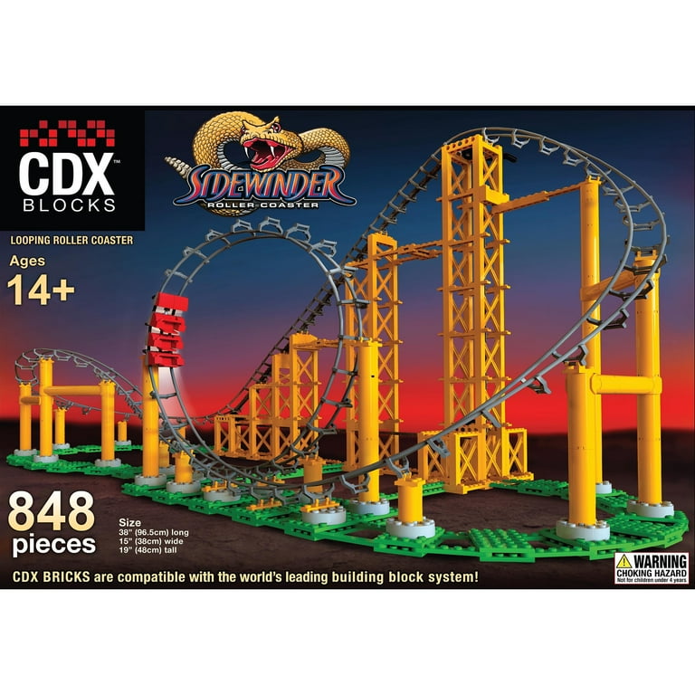 Free Shipping CDX Blocks Sidewinder 825 Pieces Building Brick Set Gravity Powered Looping Coaster Model Promotes STEM Learning Walmart