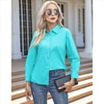 thumbnail image 4 of Camisas de Vestir de Larga con Botones para Mujer, Blusas de Oficina con Cuello Antiarrugas. Azul 5XL, 4 of 8