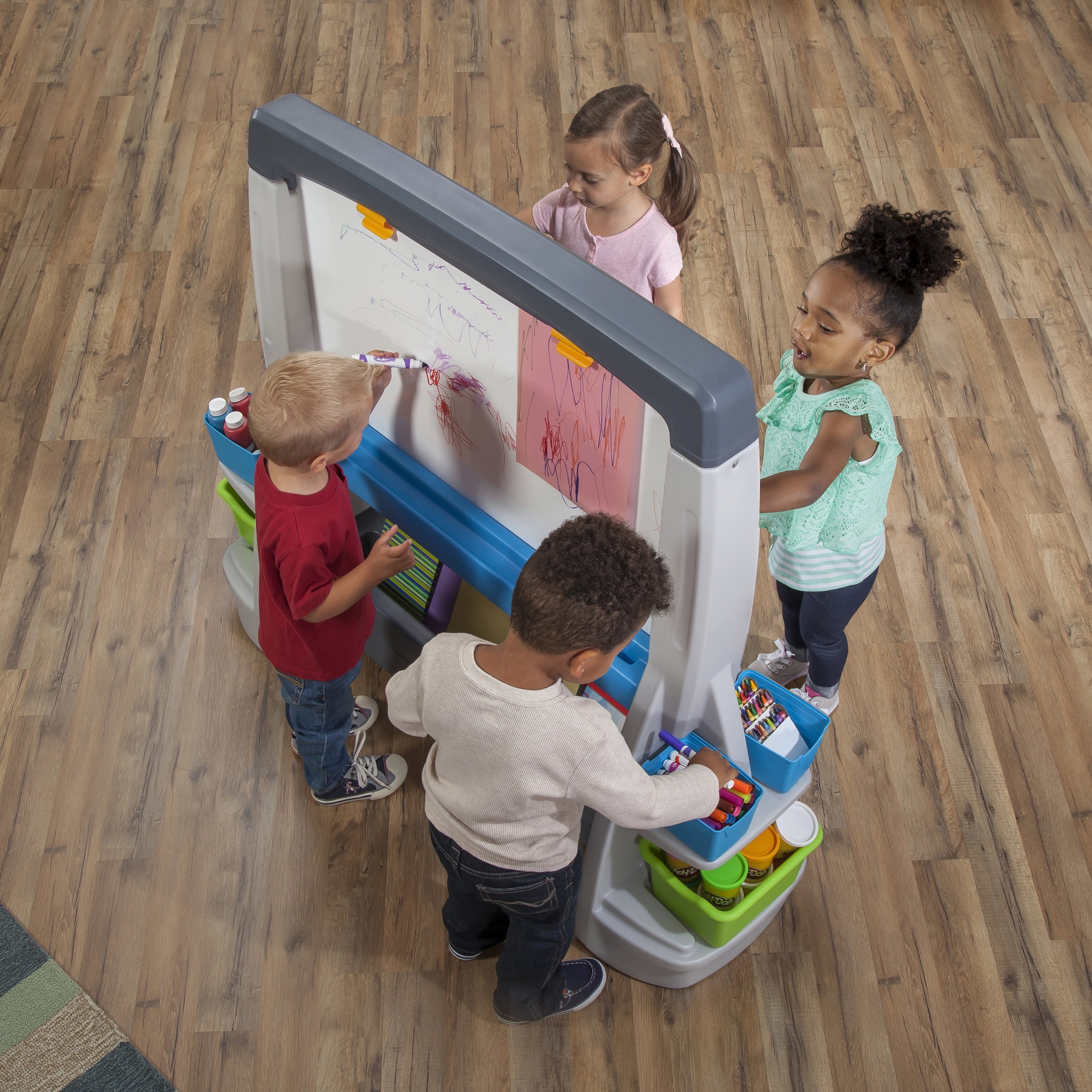 Step2 Jumbo Art Easel Double Sided Plastic Toddler Chalkboard and Whiteboard Walmart