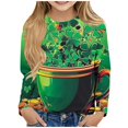 thumbnail image 2 of Twczz Girls St Patricks Day Shirts- Long Sleeve Soft Cute Casual Kids Luck Tops Brown Size 12, 2 of 5