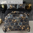 thumbnail image 4 of RYNGHIPY 3 Piece Black Gold Geometric Comforter Bedding Set, King, 4 of 8