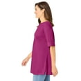 thumbnail image 3 of Woman Within Plus Size Perfect Cuffed Elbow-Sleeve Boat-Neck Tee, 3 of 6