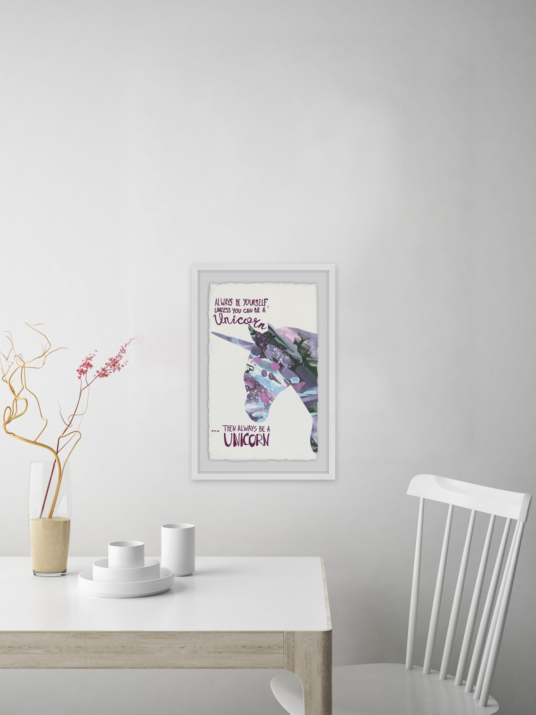 Paint Brush Unicorn Framed Painting Print