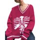 thumbnail image 2 of VISgogo Suéteres con cuello en V para mujer, blusas de punto holgadas con estampado de esqueleto clásico de manga larga VISgogo moda, 2 of 5
