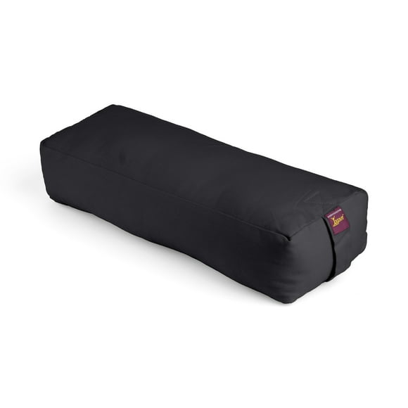 YOGAVNI Yoga Bolster - Small Rectangular -100% Cotton Cover & Cotton Batting Fill - 22in x 8in x 5in - Weight 3lb/1.4kg - Black
