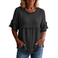 thumbnail image 2 of Womens Short Sleeve Tops Summer 2026 Trendy Boat Day Outfits Dressy Casual Blouses for Work Vacation Mode, 2 of 6