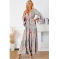 thumbnail image 3 of Women's Printed Tassel Tie V Neck Tiered Dress with Sheer Details and Opaque Stretch Fabric 60% Polyester Occasion, 3 of 4