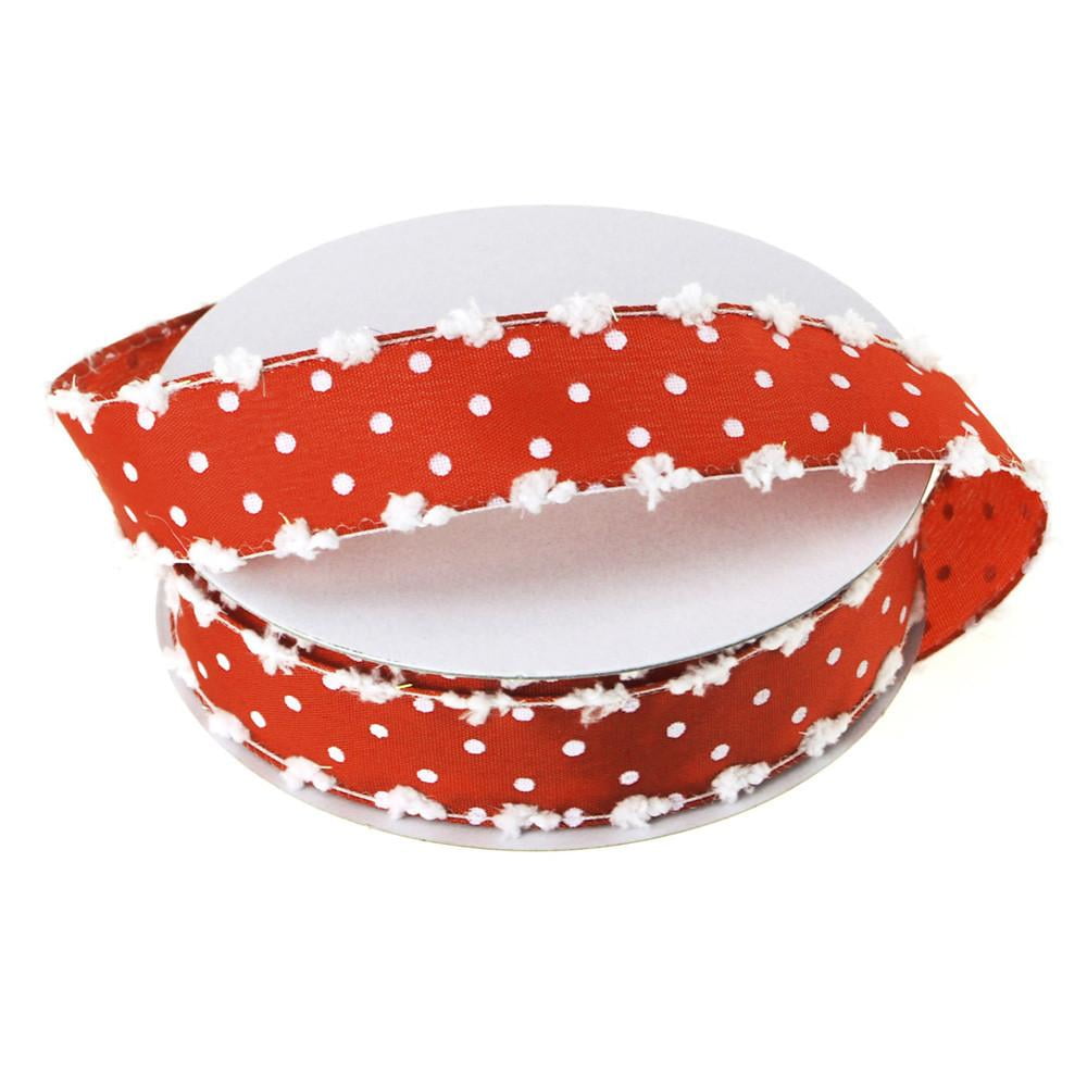Polka Dot Snow Polyester Holiday Christmas Ribbon, 7/8-Inch, 10 Yards, Red - Walmart.com 