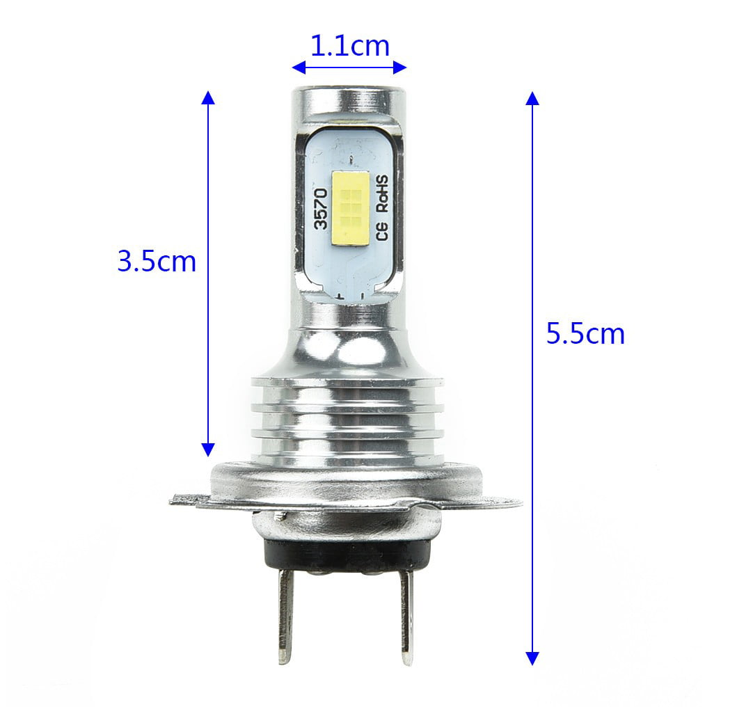 2 pcs H7 LED Headlight Bulbs Conversion Kit Super High/Low Beam 80W 6000K 4000LM 